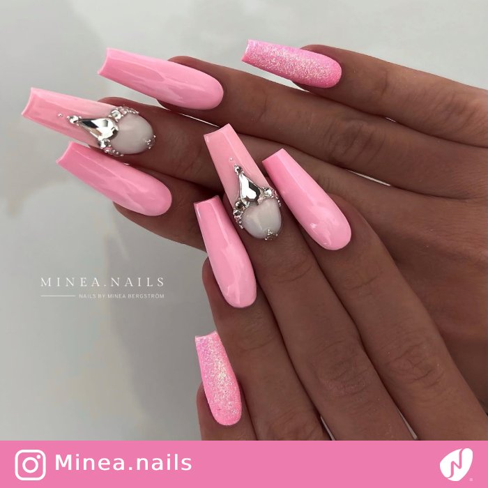 Glossy and Sugar Baby Pink Nails